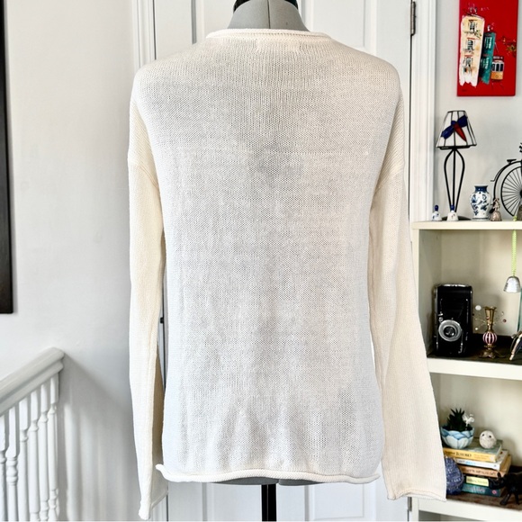 Marled Cream Crew Neck Sweater with Americana Love Graphic (size M) - Picture 5 of 15